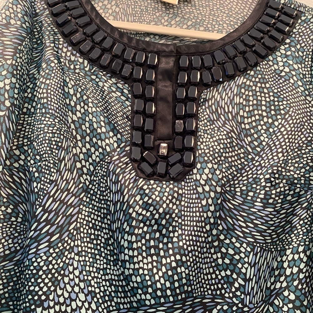 MICHAEL Kors 10p women’s top blue green with gems - Picture 2 of 3